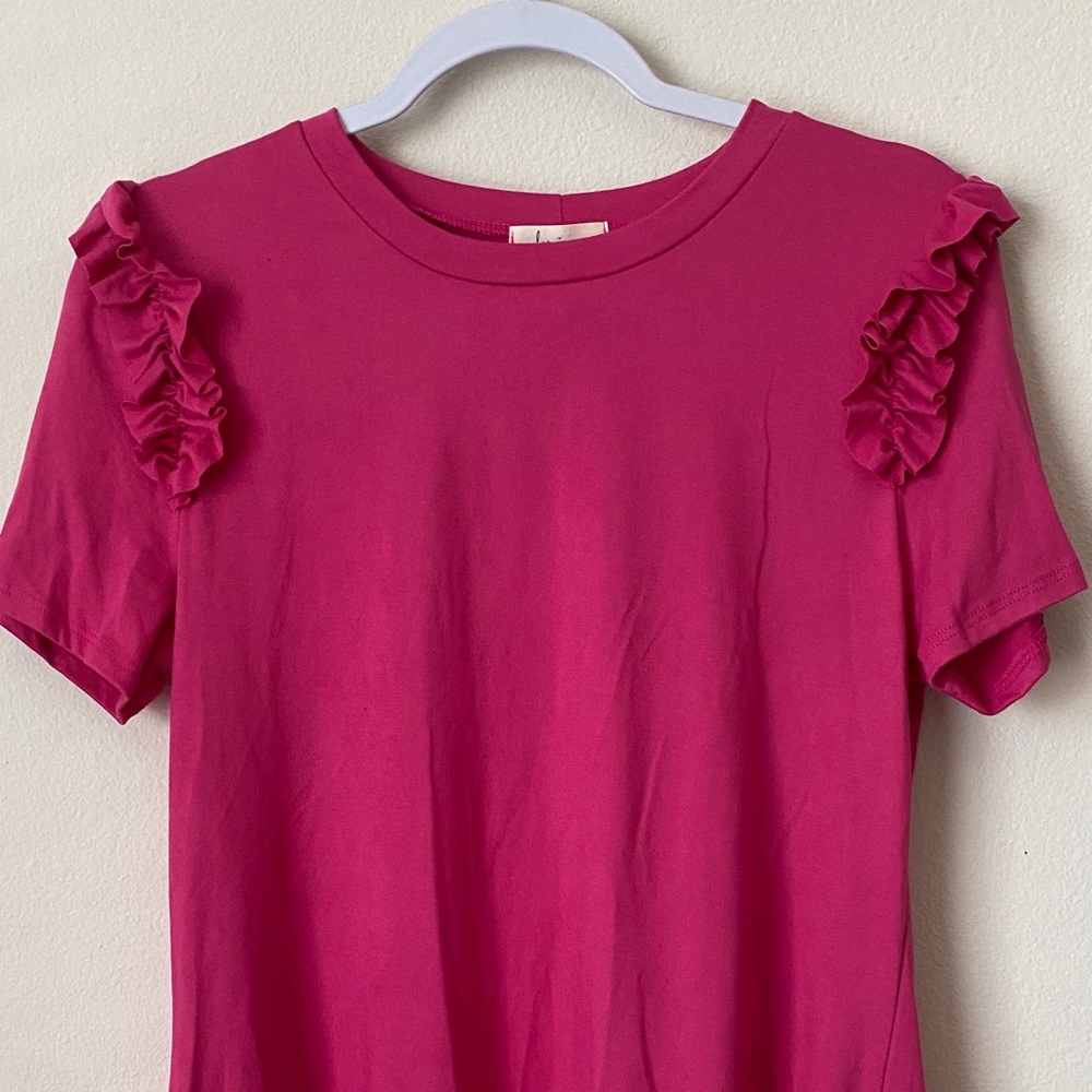 Fuchsia Ruffle Sleeve Tee - Picture 6 of 6
